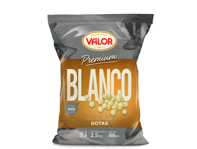 COBERTURA CHOCOLATE BLANCO GOTA "VALOR" 2,5 KG.