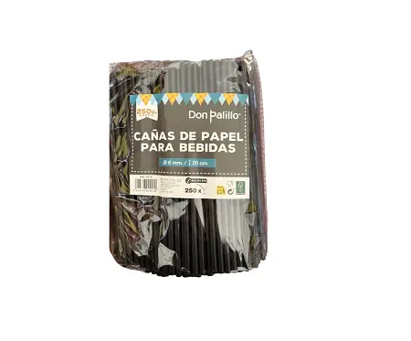 PAJITAS DE PAPEL NEGRO 20 CM (250 UDS)